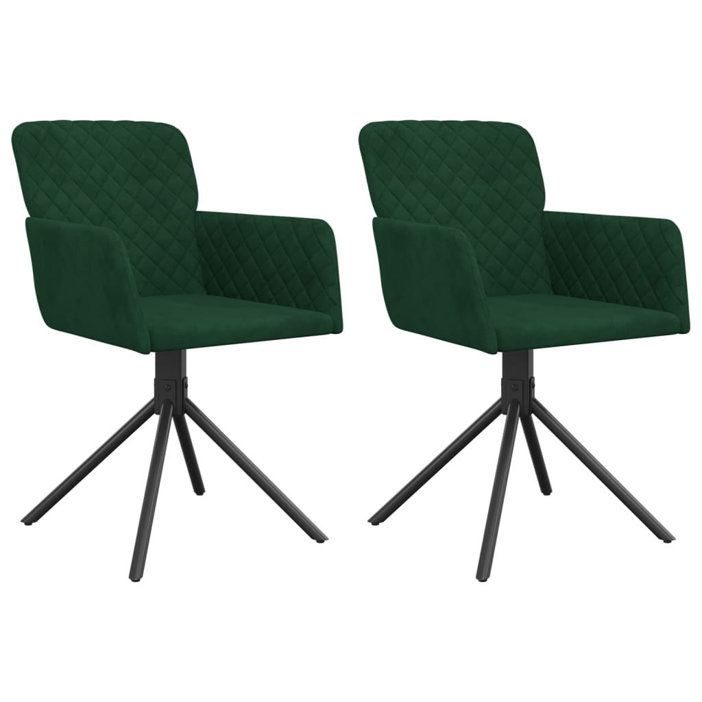Chaises pivotantes à manger lot de 2 Vert foncé Velours - XIOS