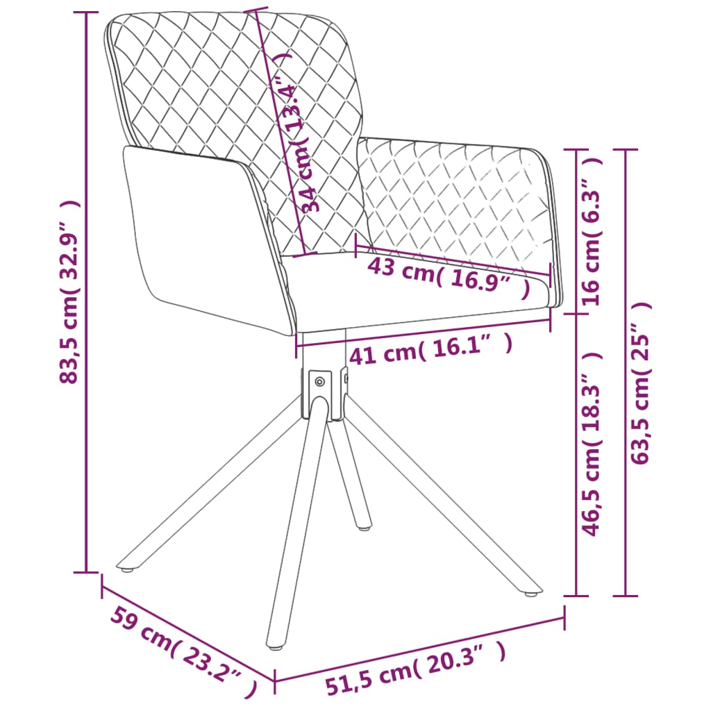 Chaises pivotantes à manger lot de 2 Vert foncé Velours - XIOS