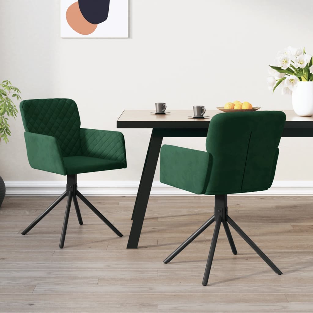 Chaises pivotantes à manger lot de 2 Vert foncé Velours - XIOS