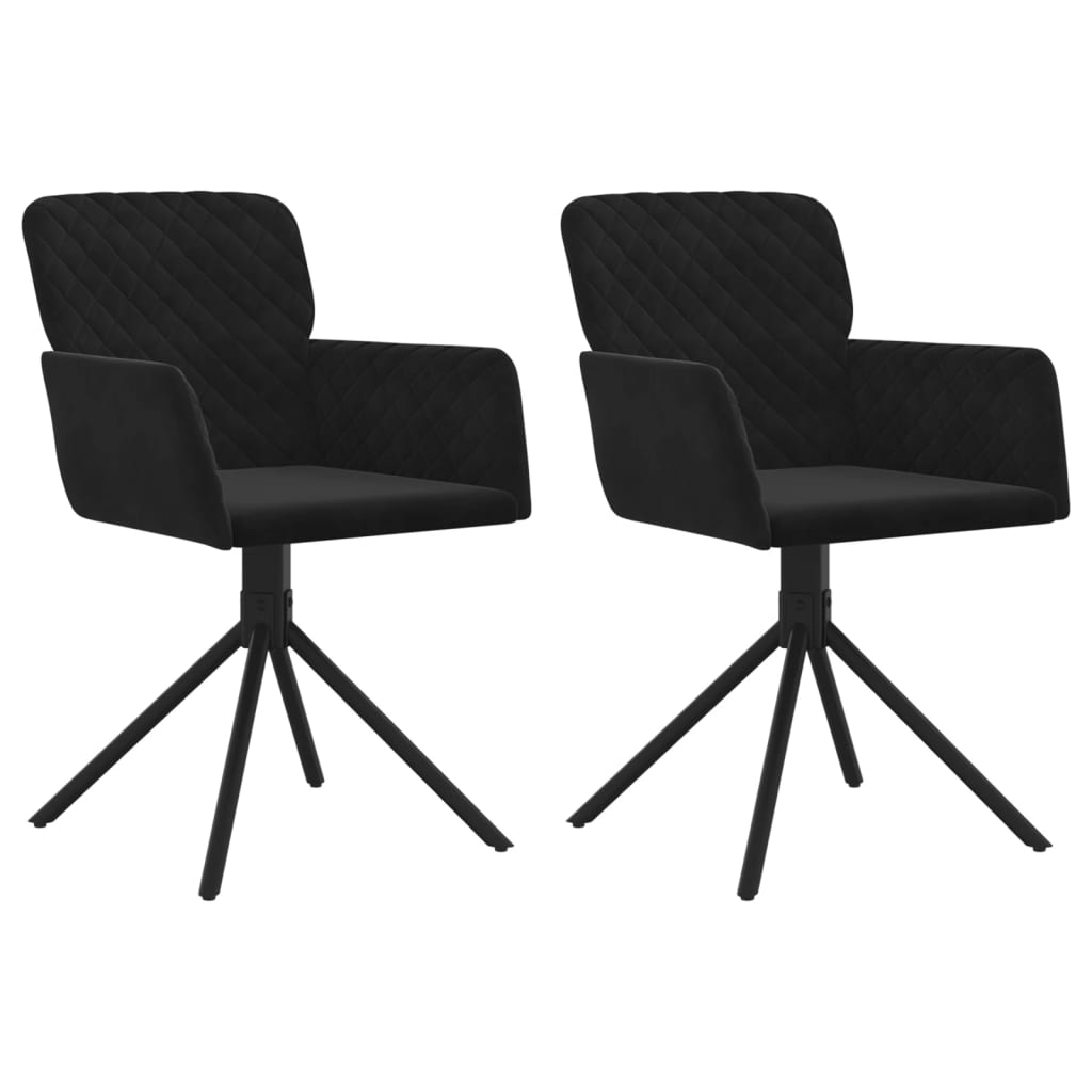 Chaises pivotantes à manger lot de 2 Noir Velours - XIOS