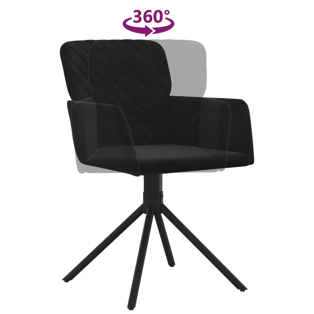 Chaises pivotantes à manger lot de 2 Noir Velours - XIOS