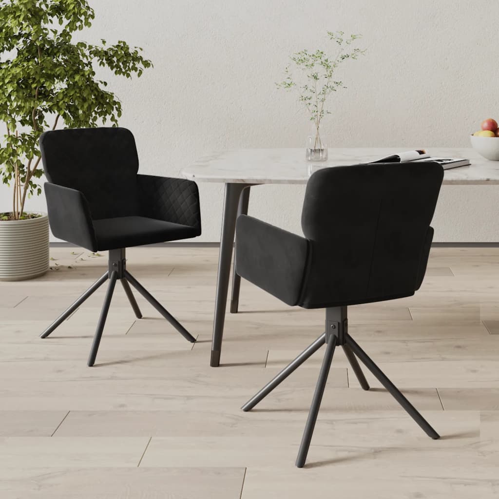 Chaises pivotantes à manger lot de 2 Noir Velours - XIOS