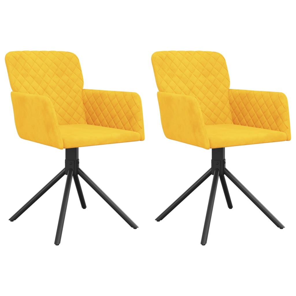 Chaises pivotantes à manger lot de 2 Jaune Velours - XIOS