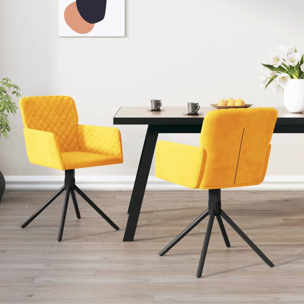 Chaises pivotantes à manger lot de 2 Jaune Velours - XIOS