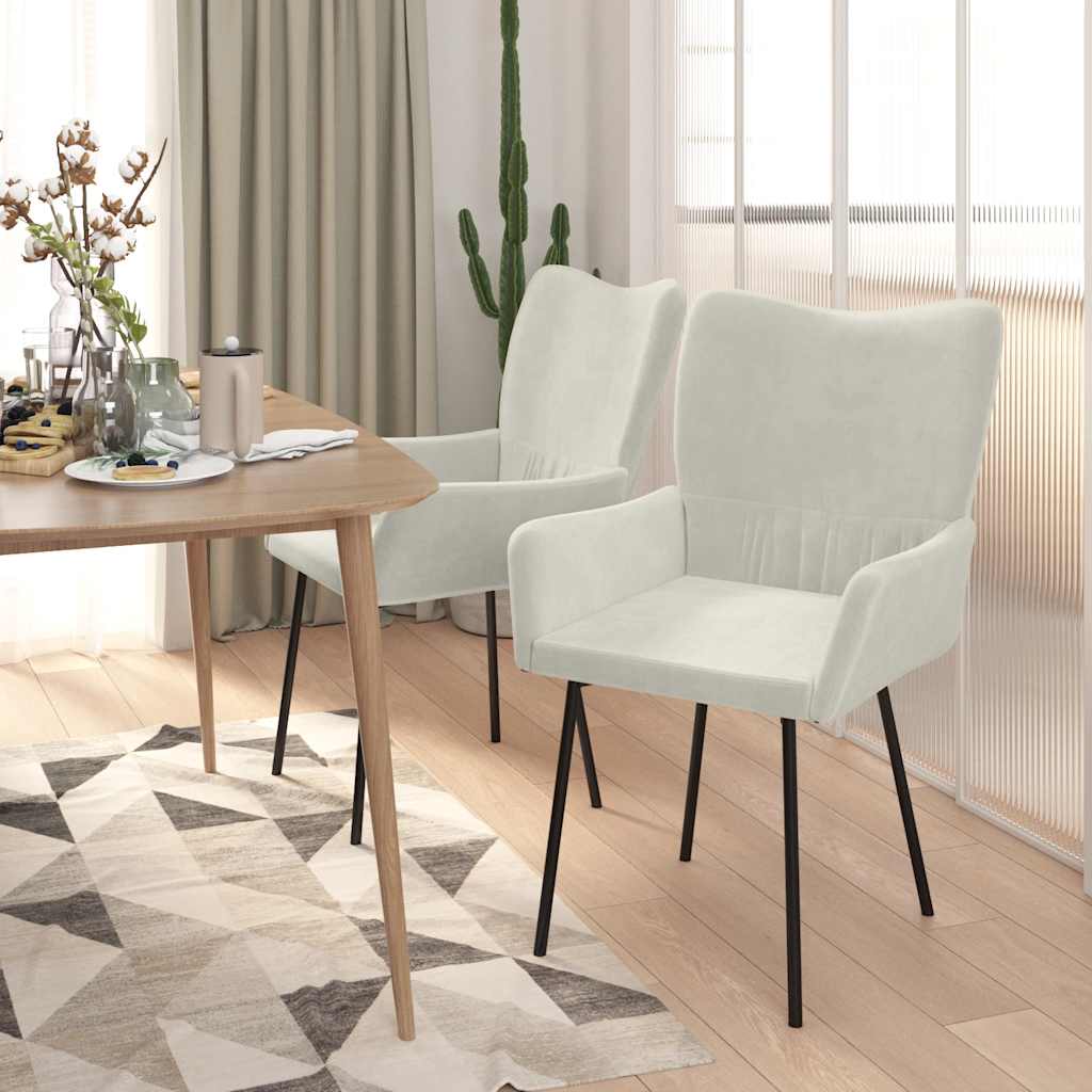 Chaises à manger lot de 2 Crème Velours - XIOS