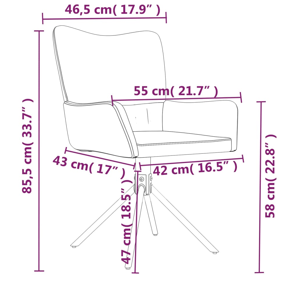 Chaises pivotantes à manger lot de 2 Gris clair Velours - XIOS
