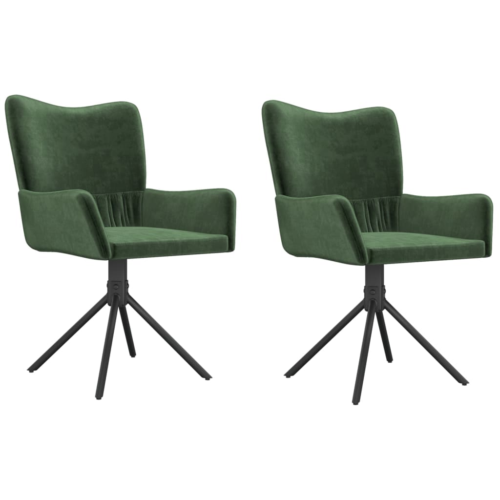 Chaises pivotantes à manger lot de 2 Vert foncé Velours - XIOS