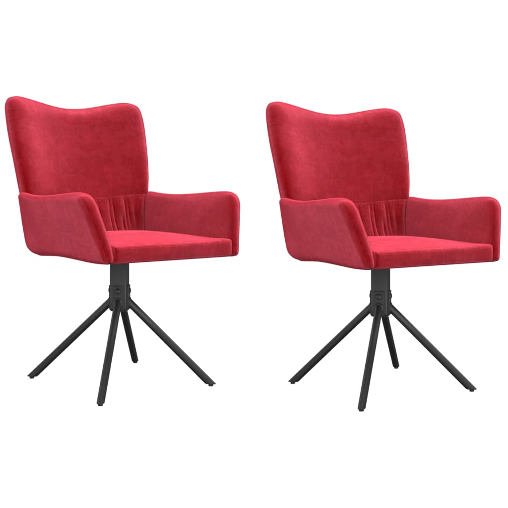Chaises pivotantes à manger lot de 2 Rouge bordeaux Velours - XIOS