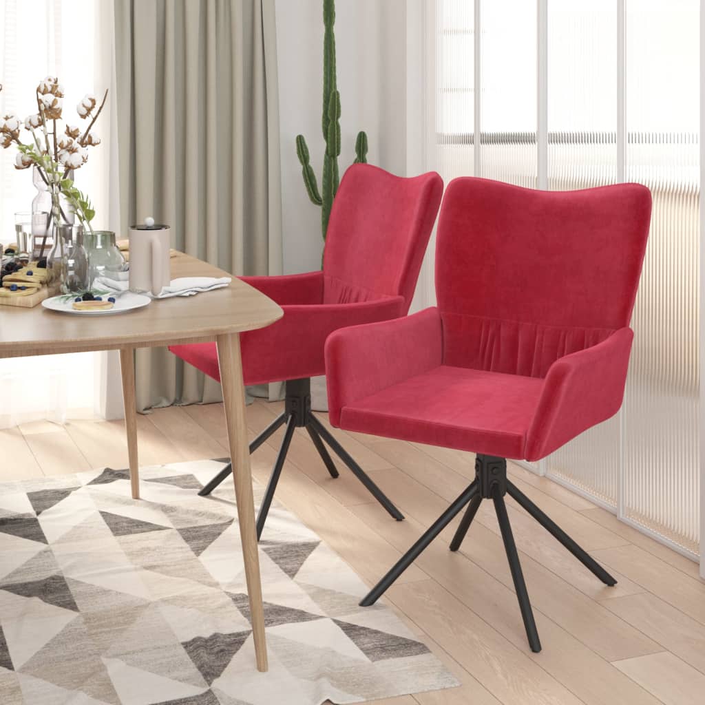 Chaises pivotantes à manger lot de 2 Rouge bordeaux Velours - XIOS