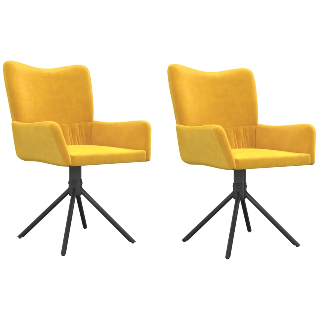 Chaises pivotantes à manger lot de 2 Jaune Velours - XIOS