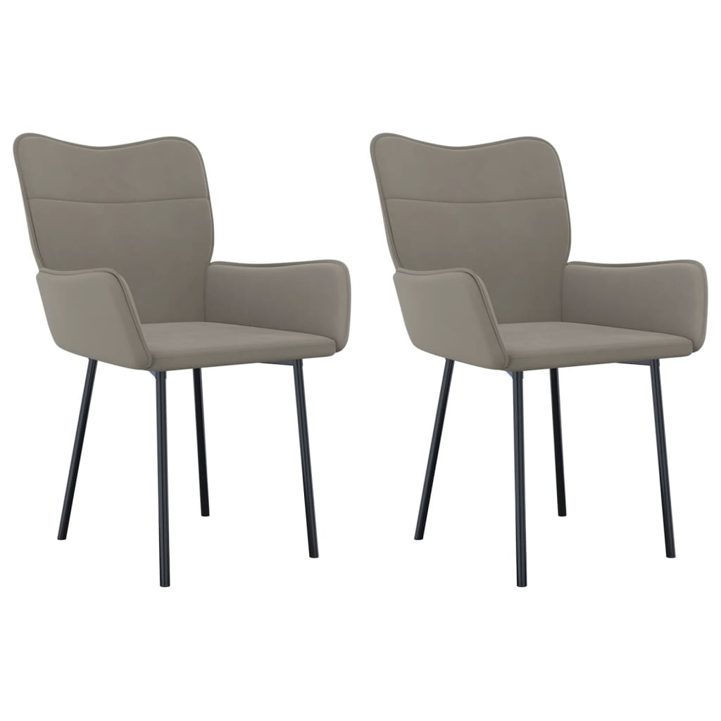 Chaises à manger lot de 2 Gris clair Velours - XIOS