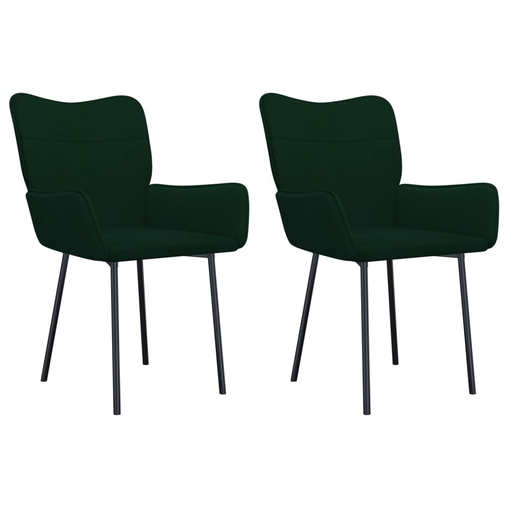 Chaises à manger lot de 2 Vert foncé Velours - XIOS
