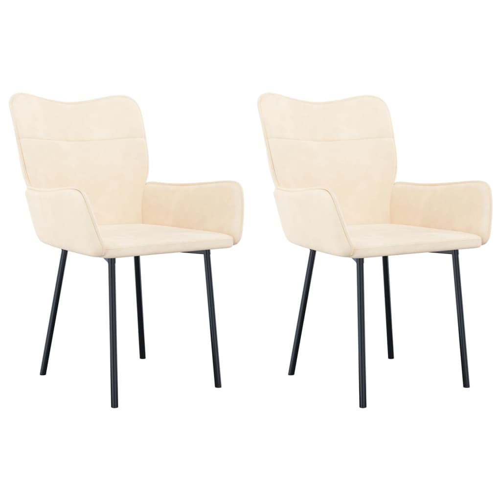 Chaises à manger lot de 2 Crème Velours - XIOS