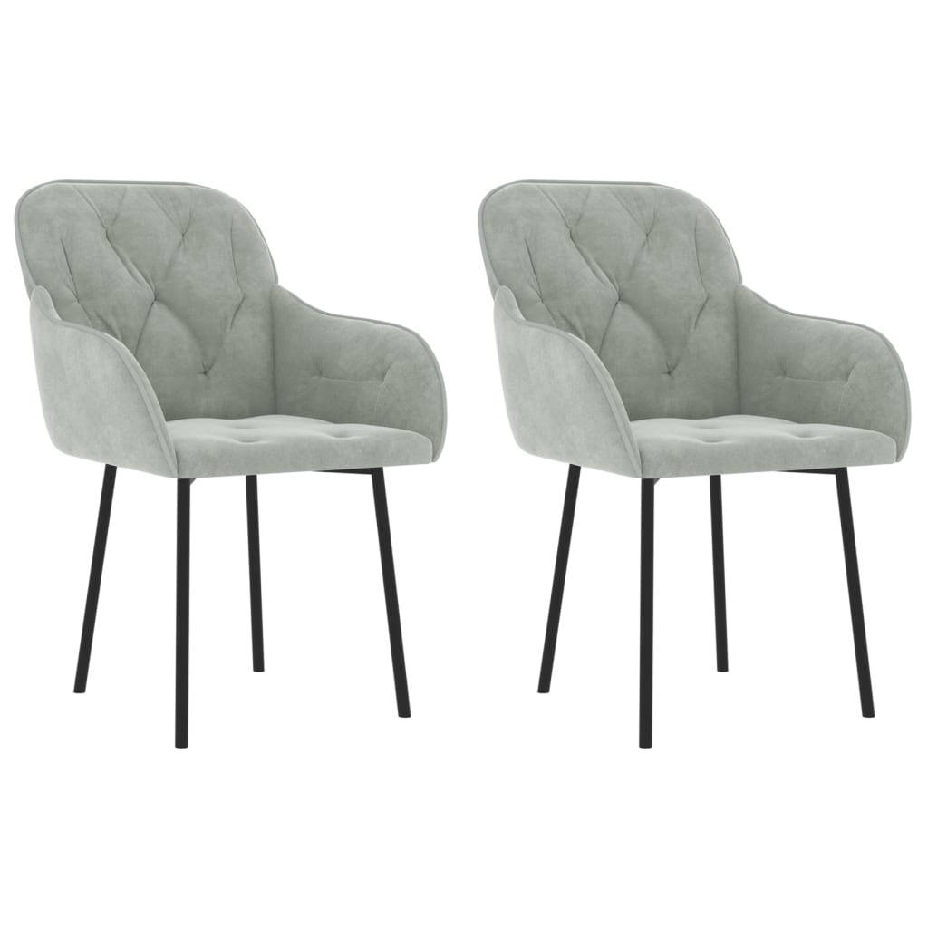 Chaises à manger lot de 2 Gris clair Velours - XIOS