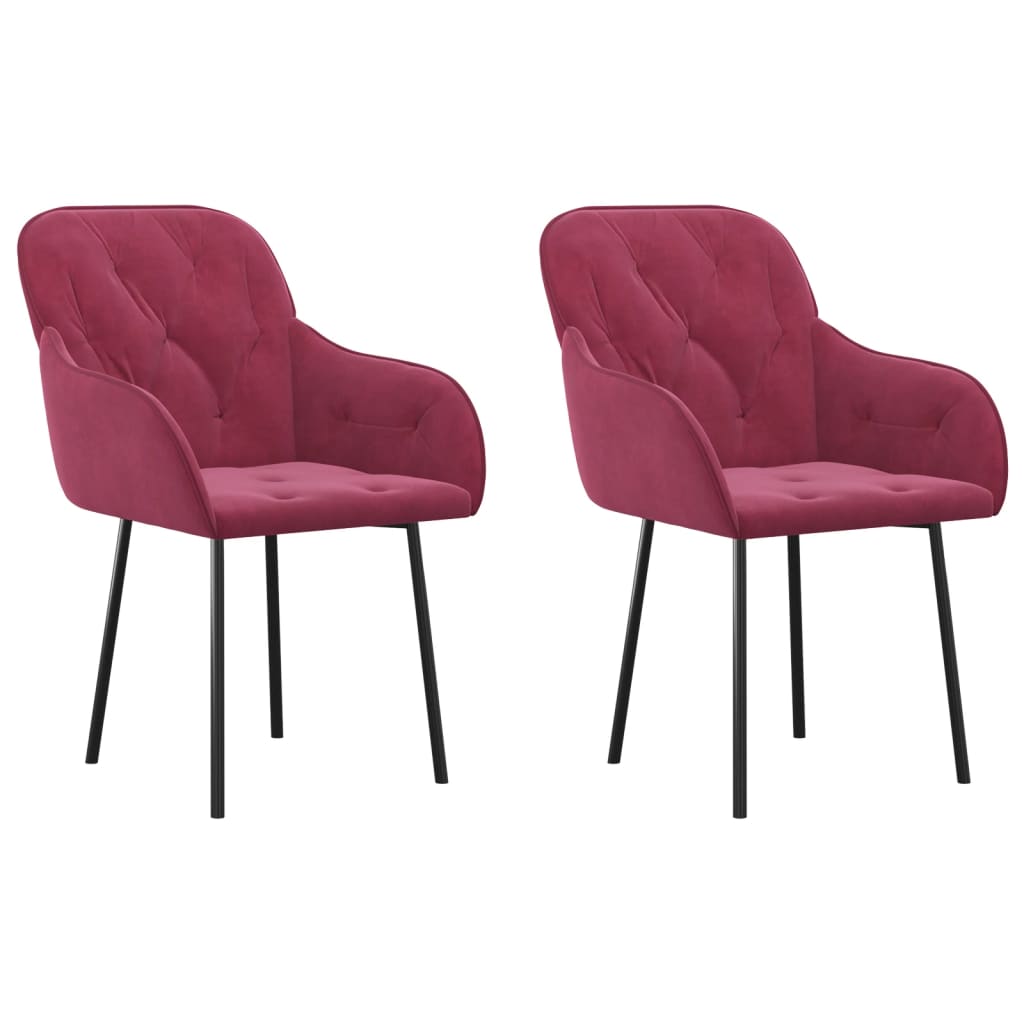 Chaises à manger lot de 2 Rouge bordeaux Velours - XIOS