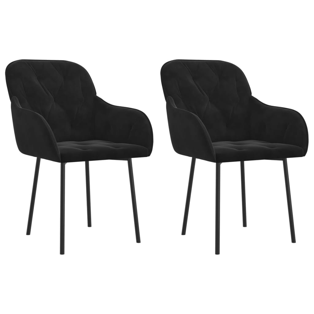 Chaises à manger lot de 2 Noir Velours - XIOS