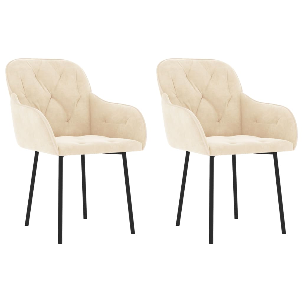 Chaises à manger lot de 2 Crème Velours - XIOS