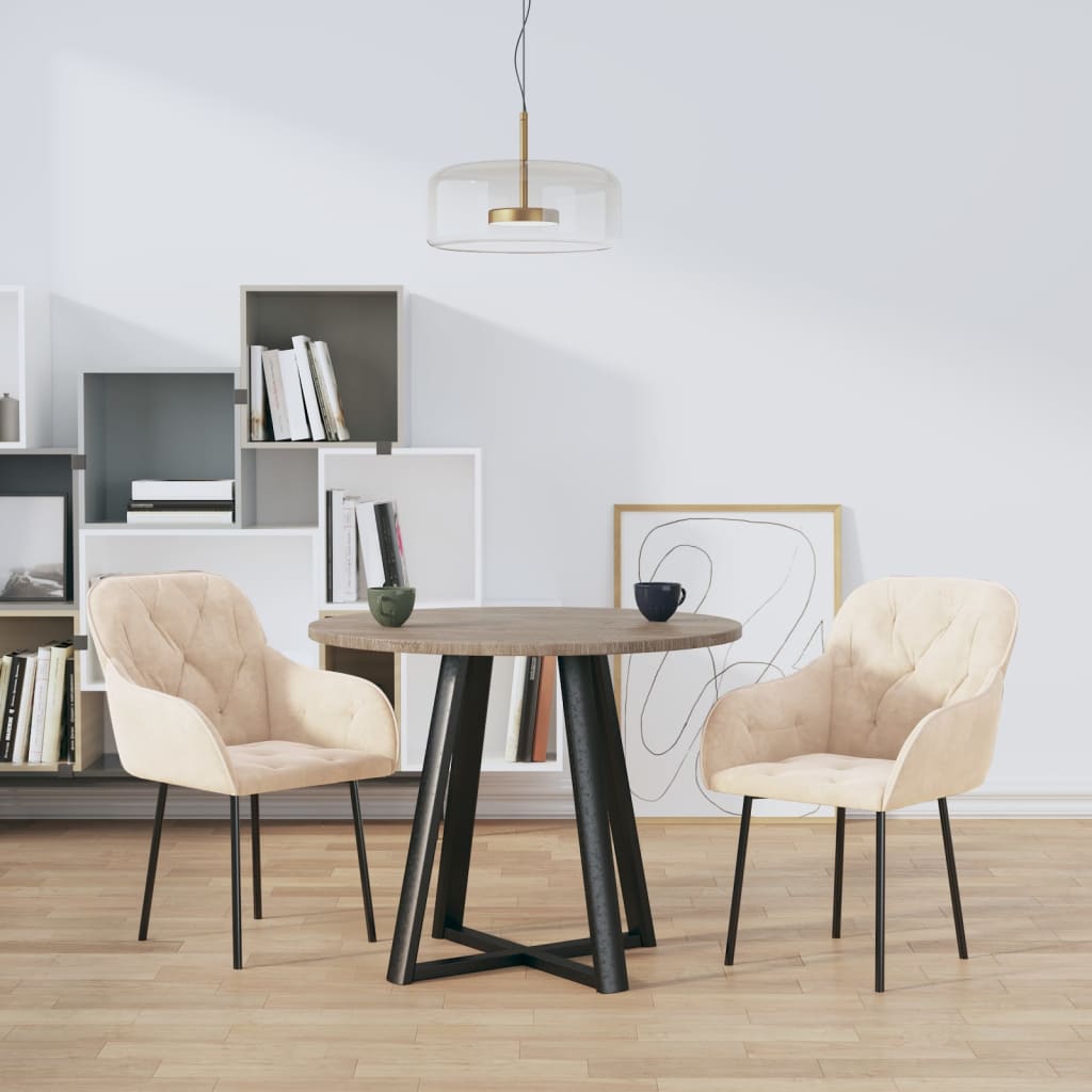 Chaises à manger lot de 2 Crème Velours - XIOS