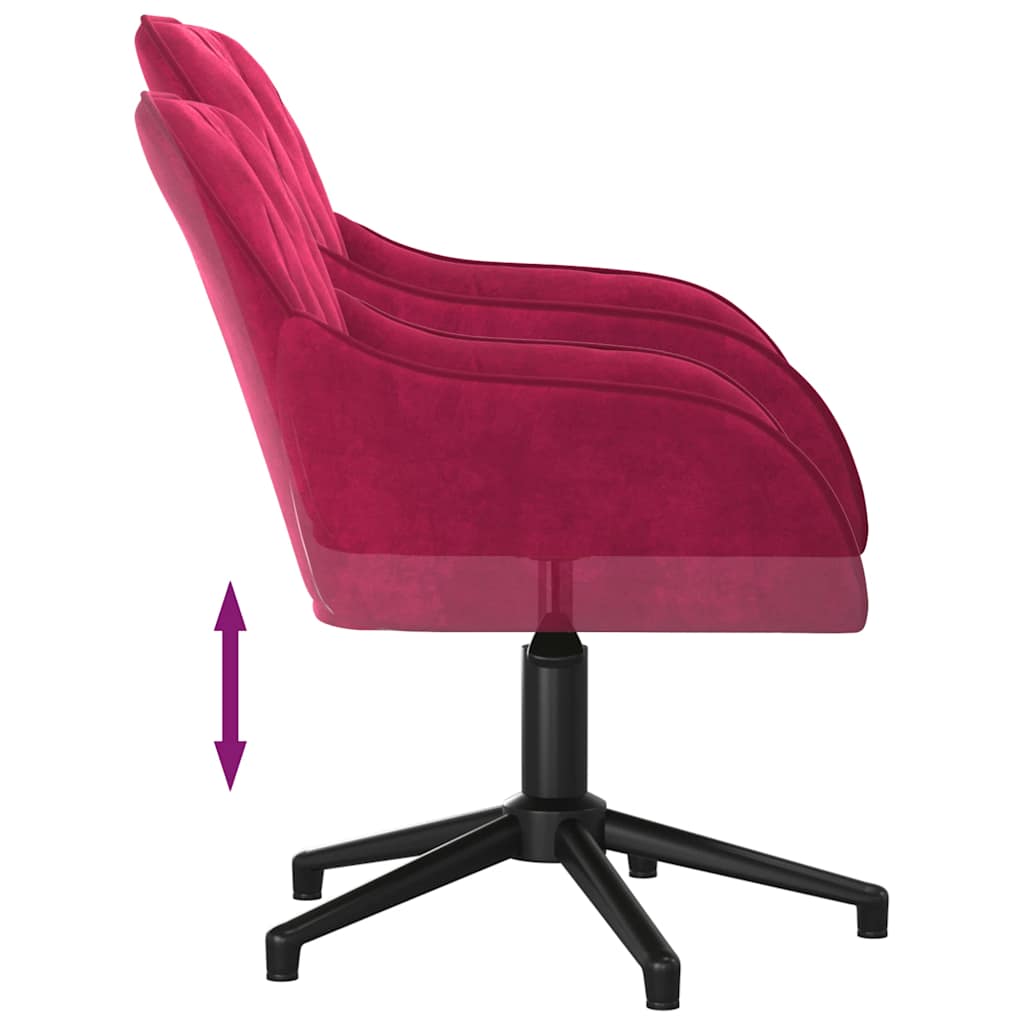 Chaise pivotante de bureau Rouge bordeaux Velours - XIOS