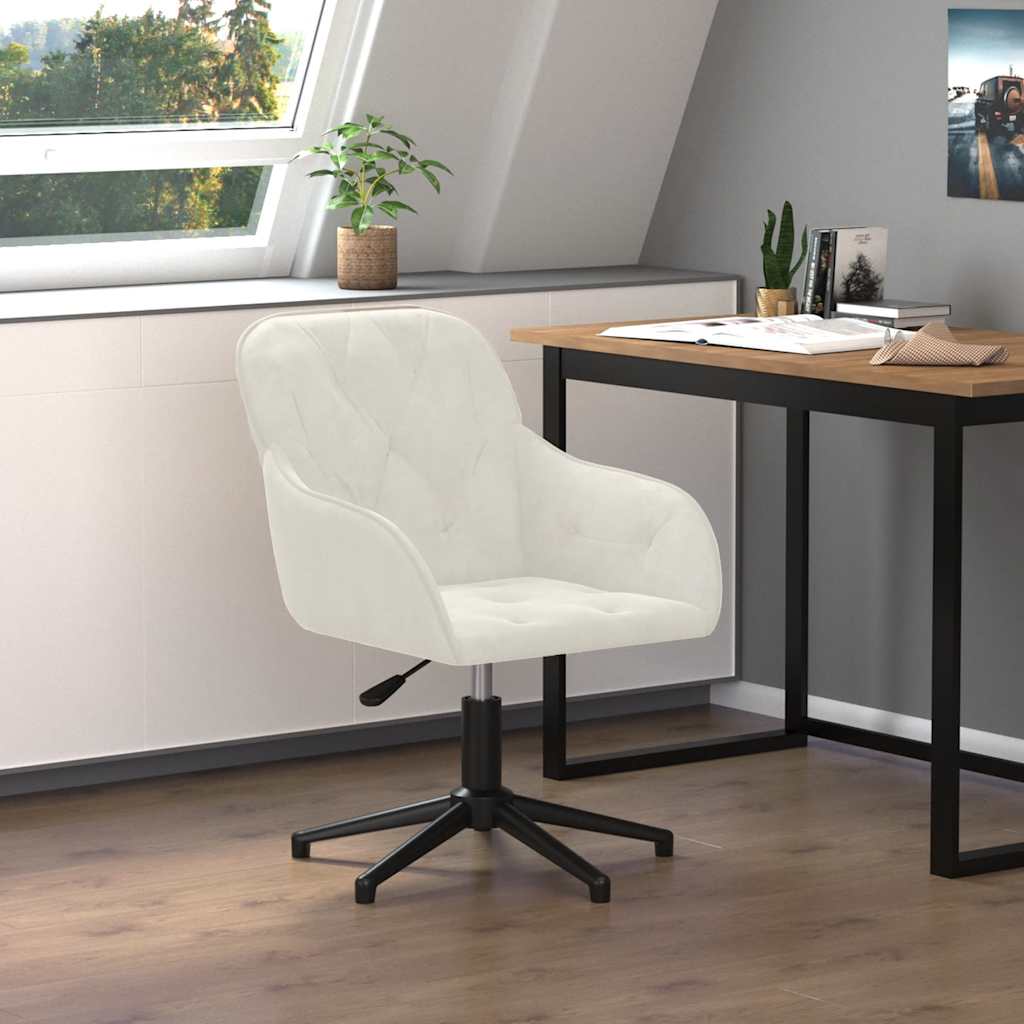 Chaise pivotante de bureau Crème Velours - XIOS