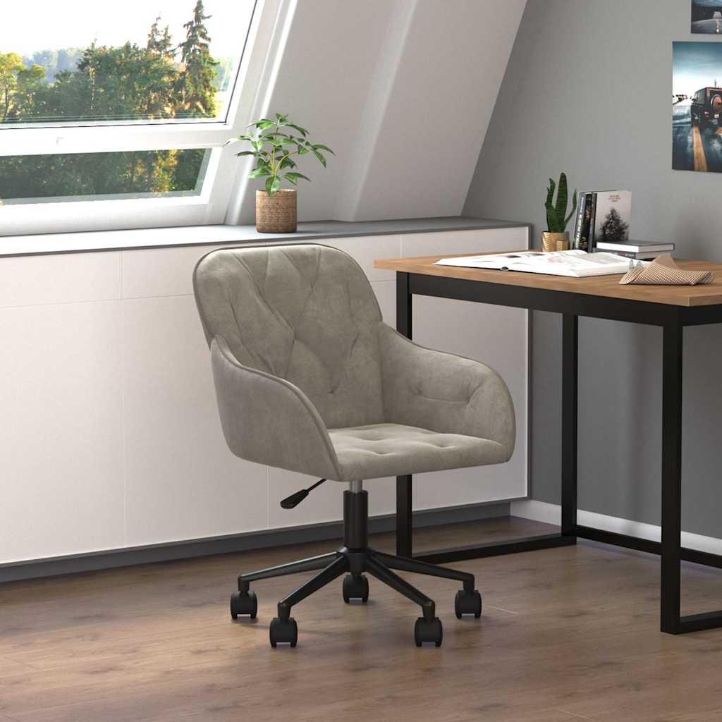 Chaise pivotante de bureau Gris clair Velours - XIOS
