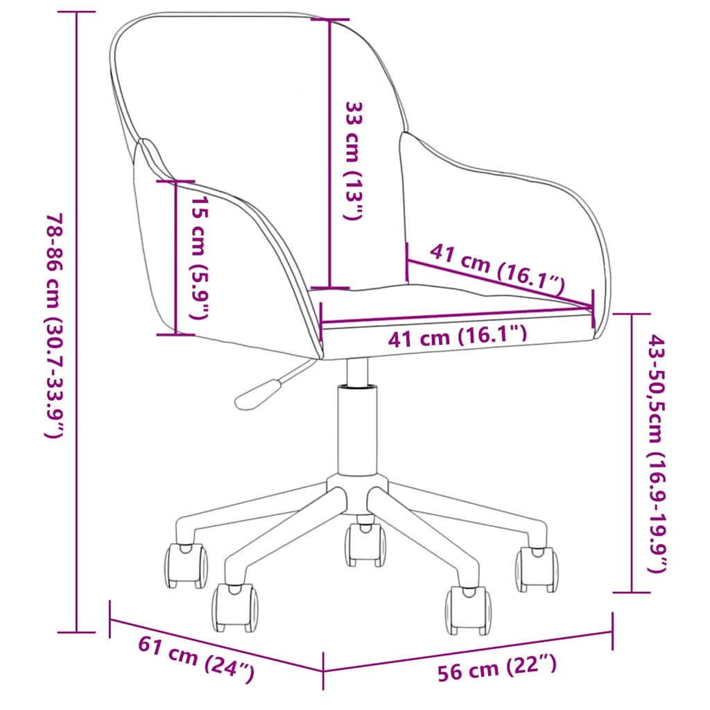 Chaise pivotante de bureau Gris foncé Velours - XIOS