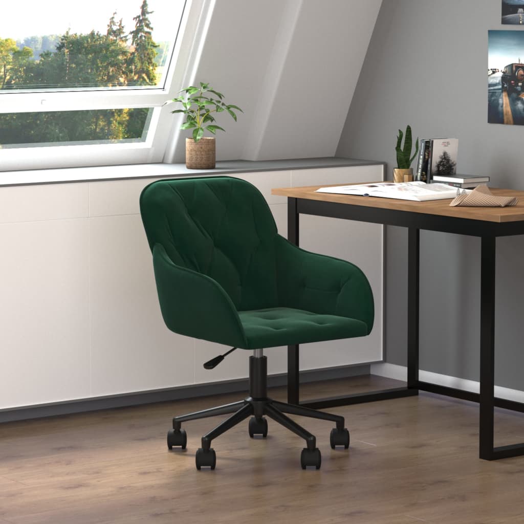 Chaise pivotante de bureau Vert foncé Velours - XIOS