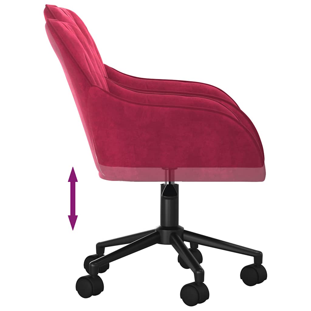 Chaise pivotante de bureau Rouge bordeaux Velours - XIOS