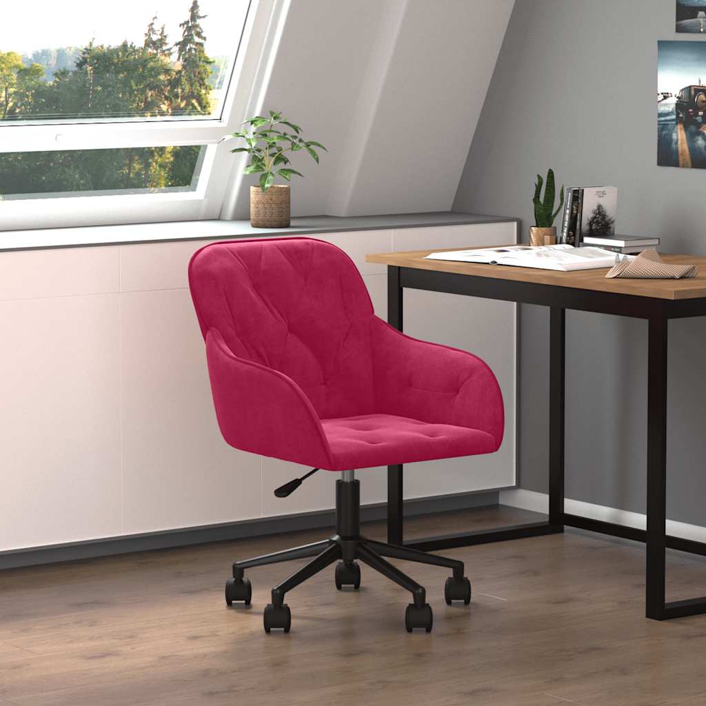 Chaise pivotante de bureau Rouge bordeaux Velours - XIOS