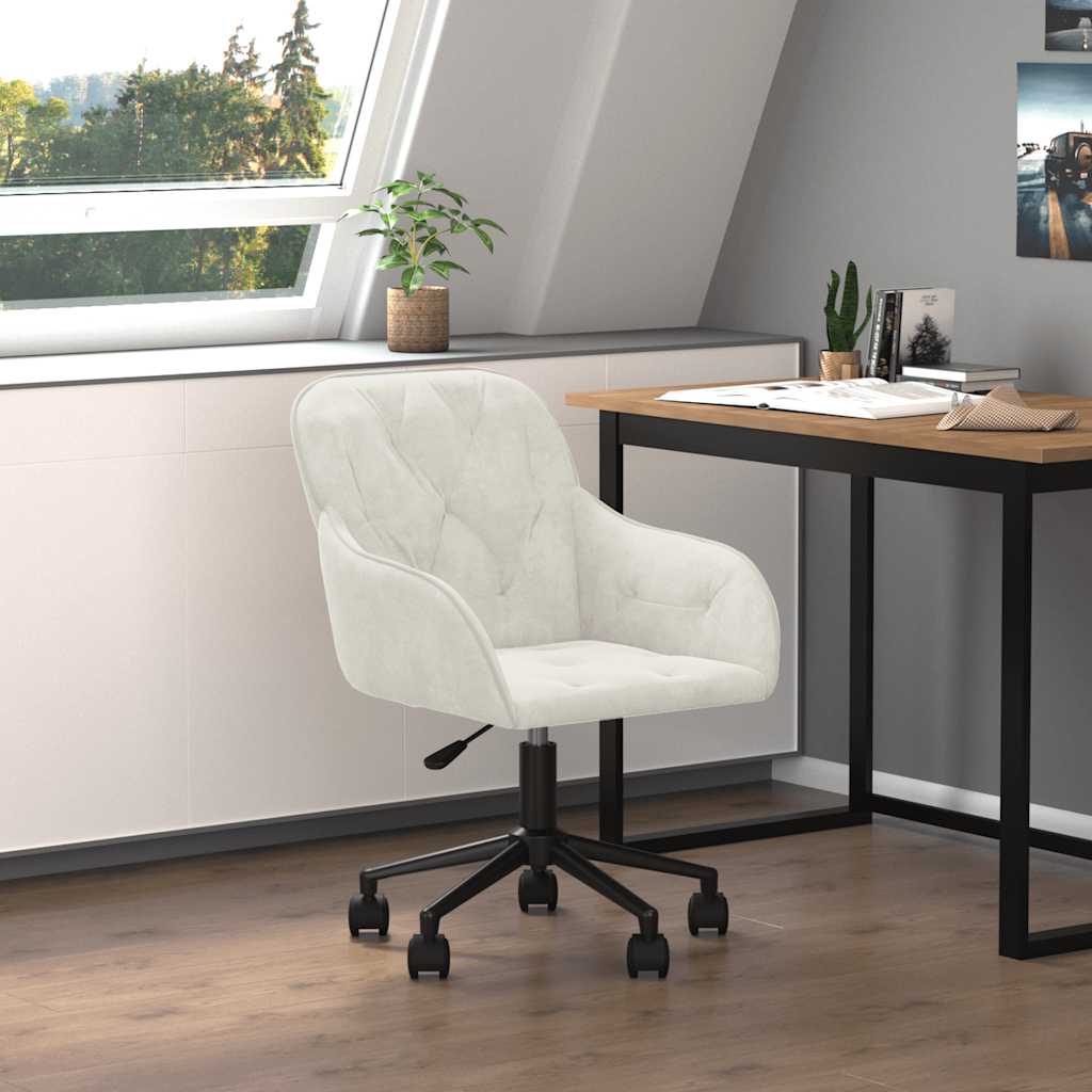 Chaise pivotante de bureau Crème Velours - XIOS