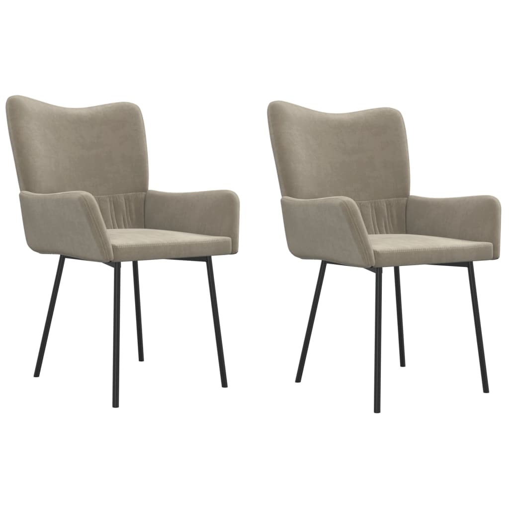 Chaises à manger lot de 2 Gris clair Velours - XIOS