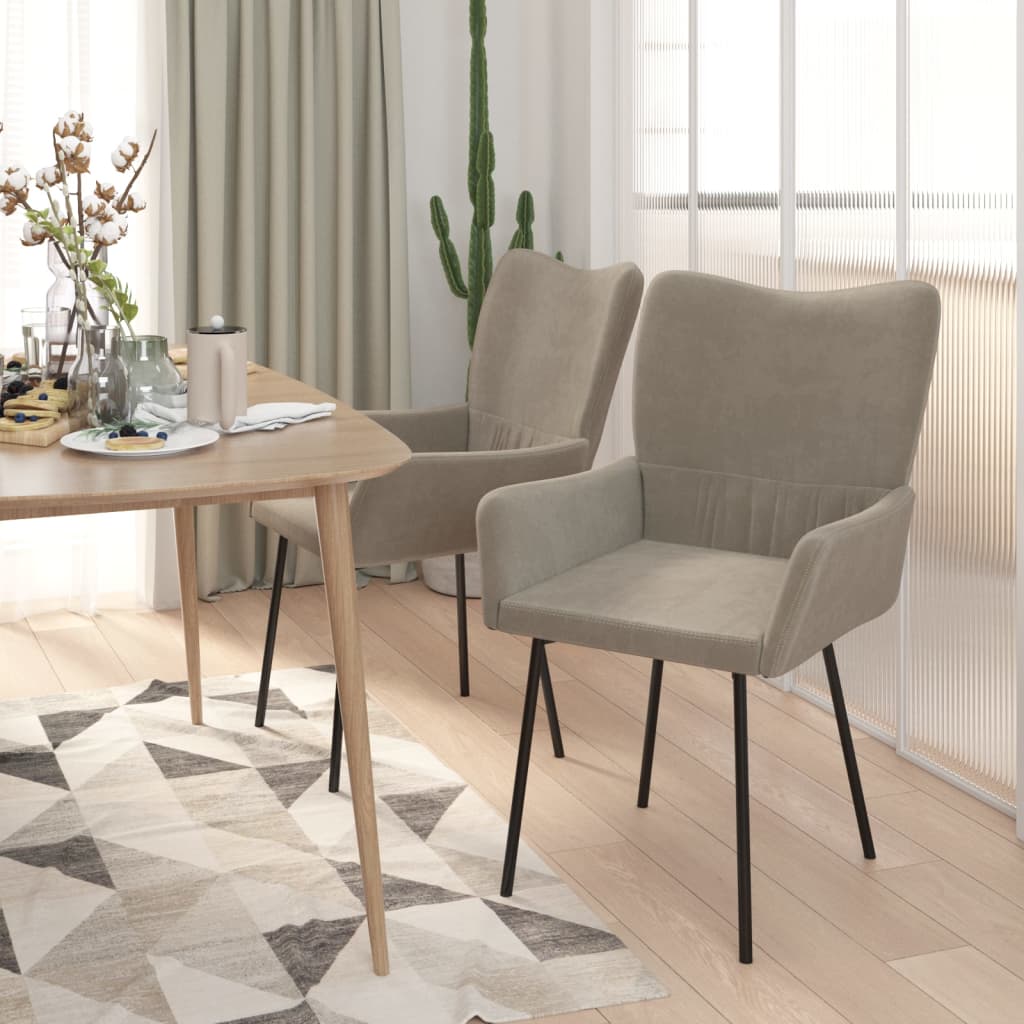 Chaises à manger lot de 2 Gris clair Velours - XIOS