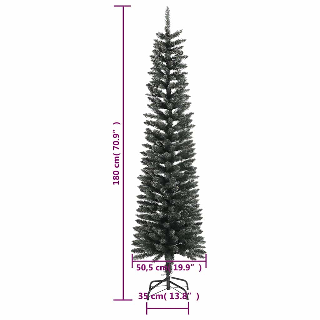 Sapin de Noël artificiel mince avec support Vert 180 cm PVC - XIOS