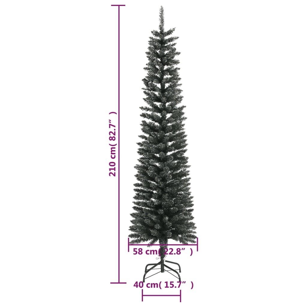 Sapin de Noël artificiel mince avec support Vert 210 cm PVC - XIOS