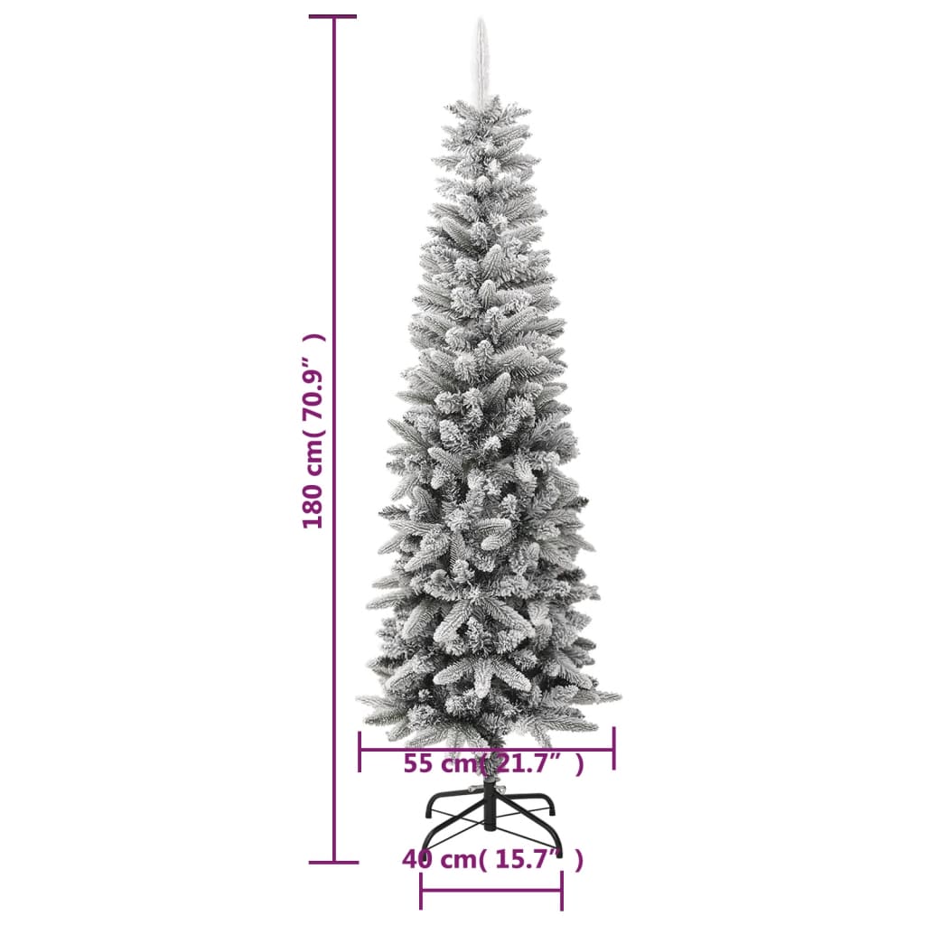 Sapin de Noël artificiel mince avec neige floquée 180 cm PVC/PE - XIOS