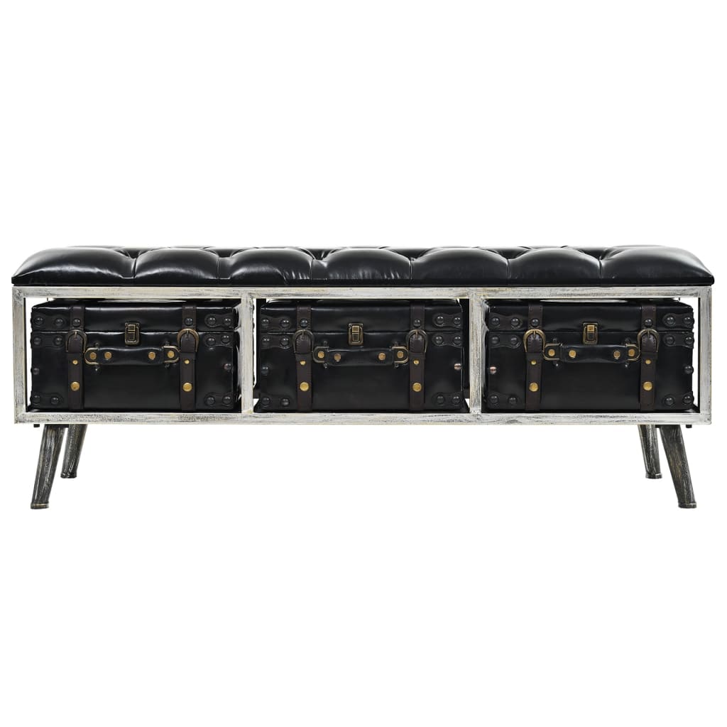 Banc de rangement 110 cm noir similicuir - XIOS