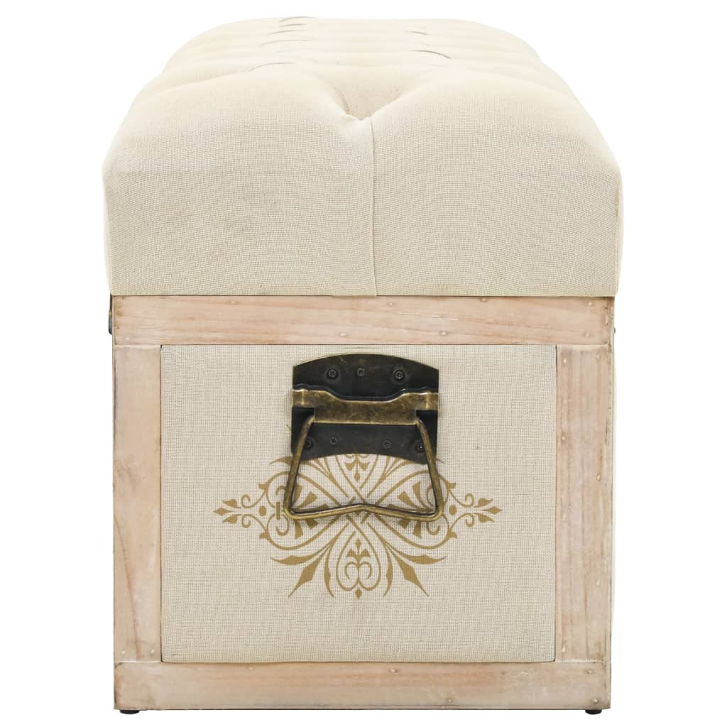 Banc de rangement 110 cm crème bois de sapin massif
