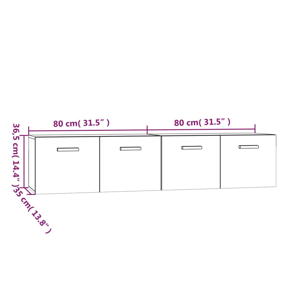 Armoires murales 2 pcs Blanc 80x35x36,5 cm Bois d'ingénierie - XIOS