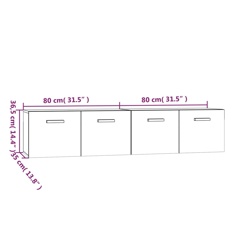 Armoires murales 2 pcs Chêne sonoma 80x35x36,5 cm Bois - XIOS