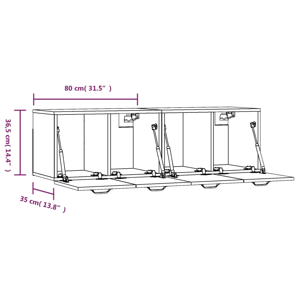 Armoires murales 2 pcs Chêne sonoma 80x35x36,5 cm Bois - XIOS