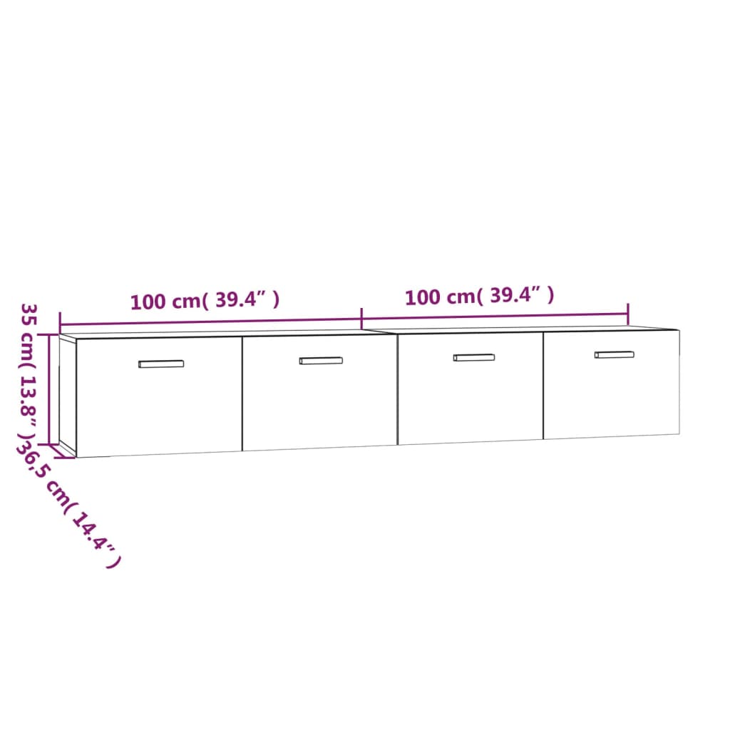 Armoires murales 2 pcs Gris béton 100x36,5x35 cm - XIOS