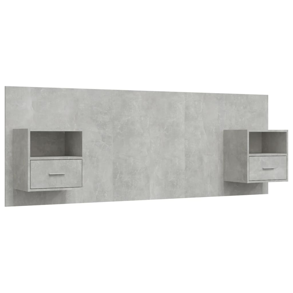 Tête de lit avec armoires Gris béton Bois d'ingénierie - XIOS