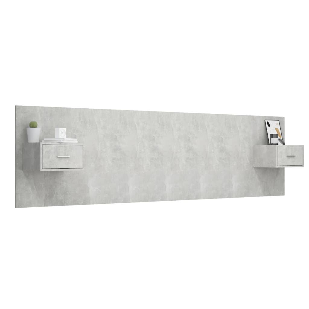 Tête de lit avec armoires Gris béton Bois d'ingénierie - XIOS