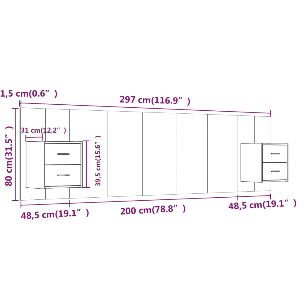 Tête de lit avec armoires Blanc Bois d’ingénierie - XIOS