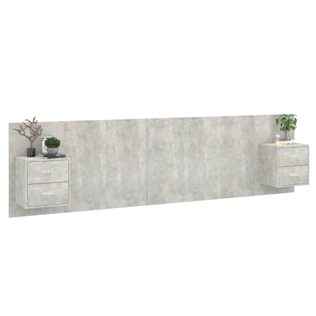 Tête de lit avec armoires Gris béton Bois d'ingénierie - XIOS