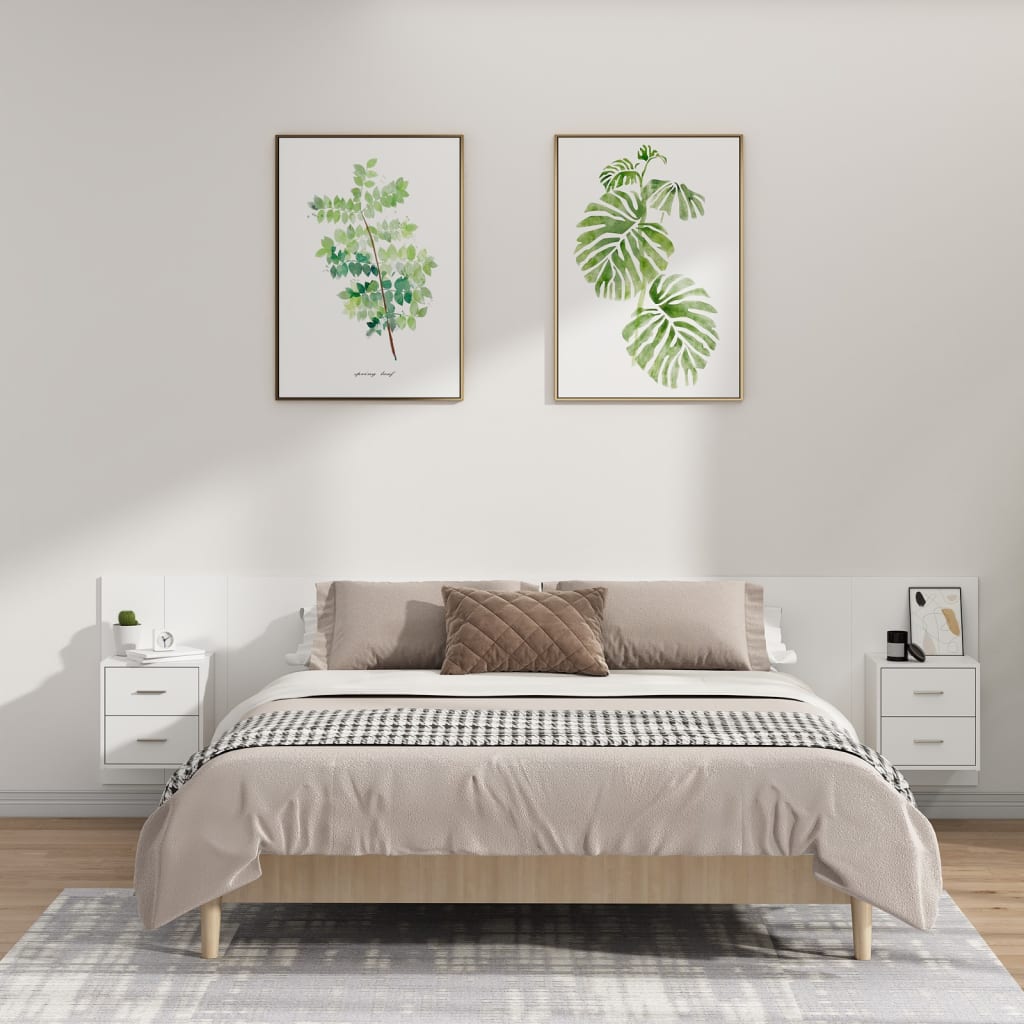 Tête de lit avec armoires Blanc Bois d'ingénierie - XIOS