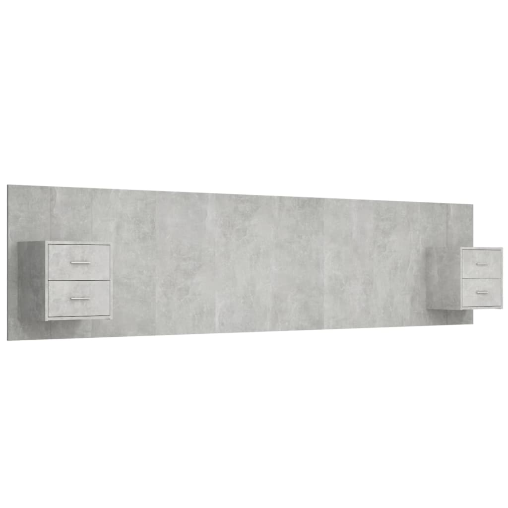 Tête de lit avec armoires Gris béton Bois d'ingénierie - XIOS
