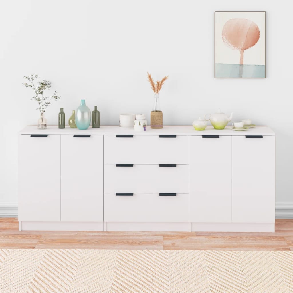 Buffets 3 pcs Blanc Bois d'ingénierie - XIOS
