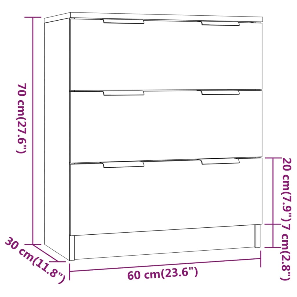 Buffets 3 pcs Chêne sonoma Bois d'ingénierie - XIOS