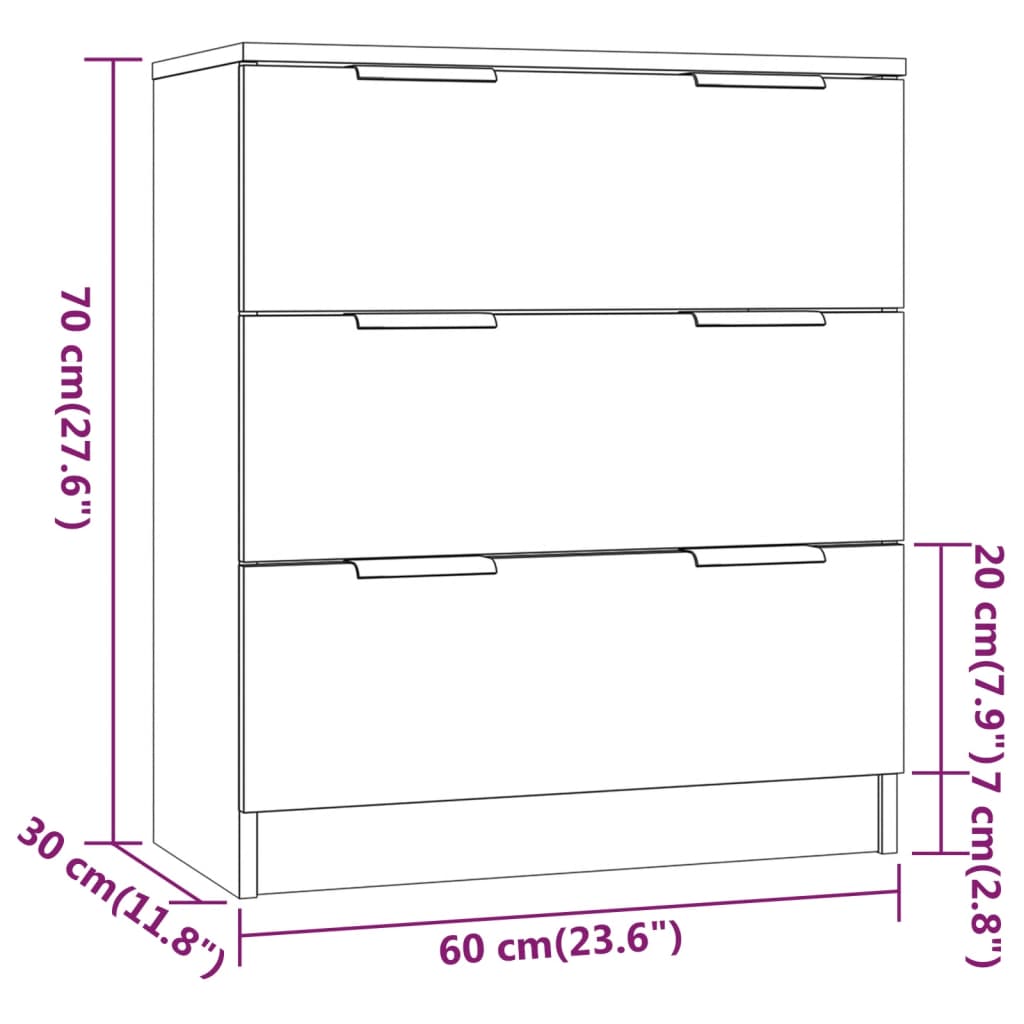 Buffets 3 pcs gris béton bois d'ingénierie - XIOS